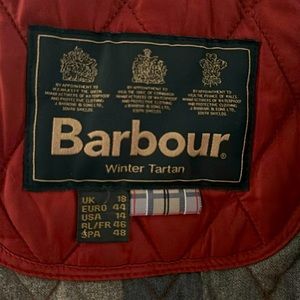 Dark red Barbour barn coat in size 14